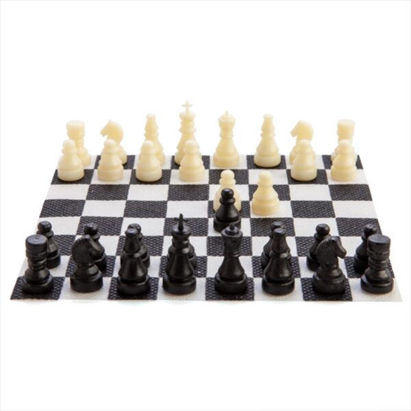 Fanno-Pocket-sized chess set in metal tin with game board and 32 pieces for travel