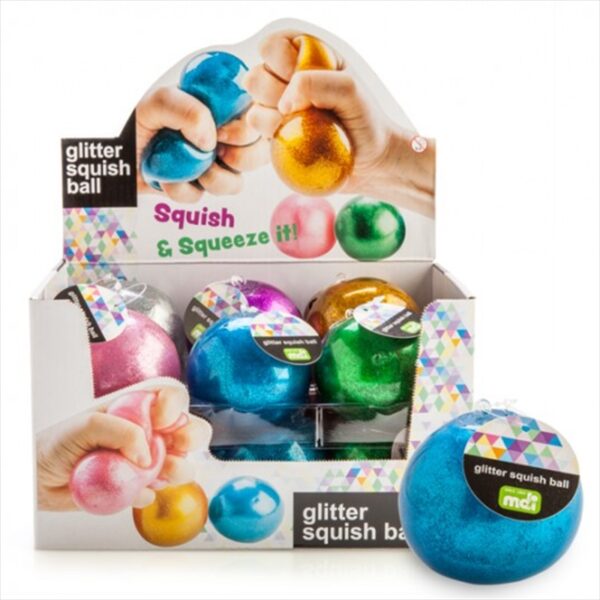 Fanno-Squishy Glitter Ball Stress Relief Toy with Vibrant Sparkling Interior 6 Colors