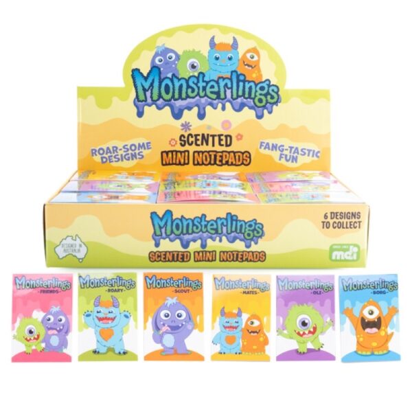 Fanno-Mini Notebooks with Monsterlings Mascots in 6 Random Designs for Kids