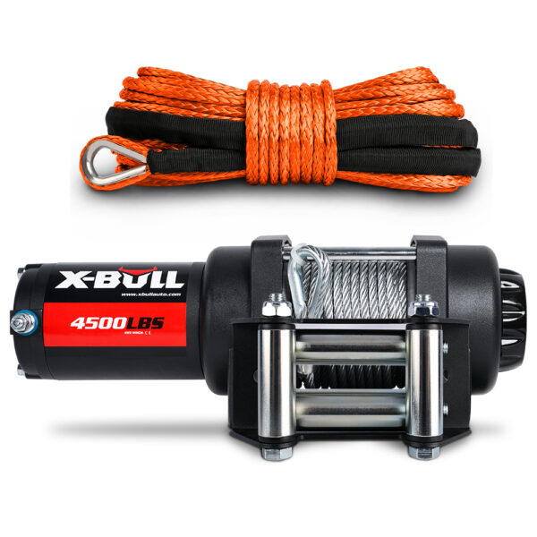 Fanno-4500LB Electric Winch with Synthetic Rope for Boat Trailer Heavy Duty Steel Cable