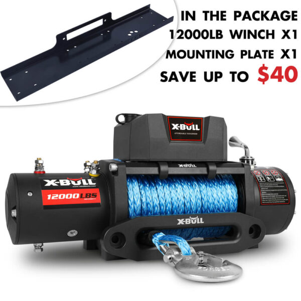 Fanno-12000LB Electric Winch 12V with Synthetic Rope and Wireless Control for 4x4 Vehicles