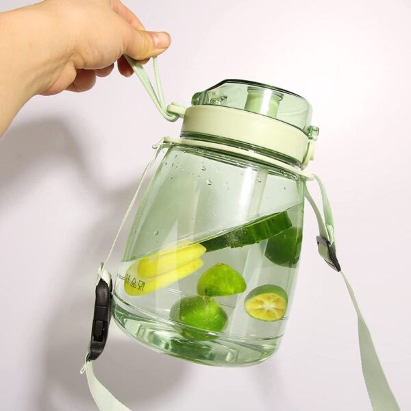 Fanno-Clear Large Water Bottle with Adjustable Shoulder Strap for Daily Use and Travel