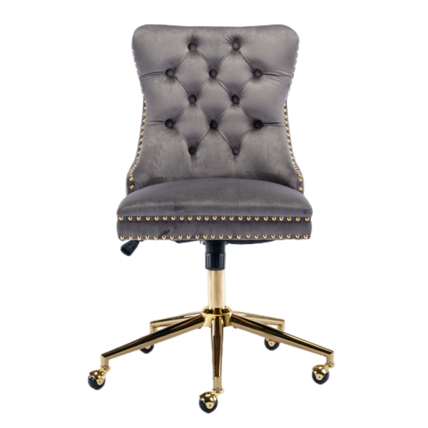 Fanno-Velvet Office Chair with 360 Swivel and Height Adjustability in Grey