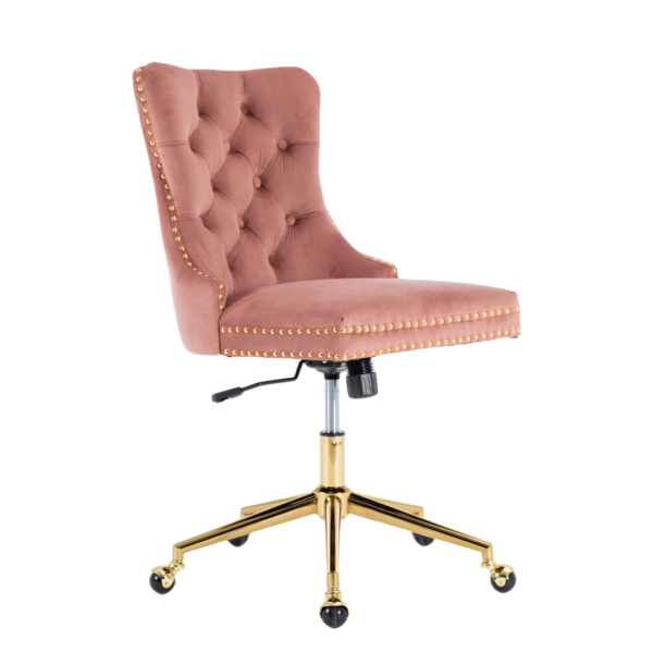 Fanno-Velvet Office Chair with Gold Legs Adjustable Swivel Seat for Home and Office