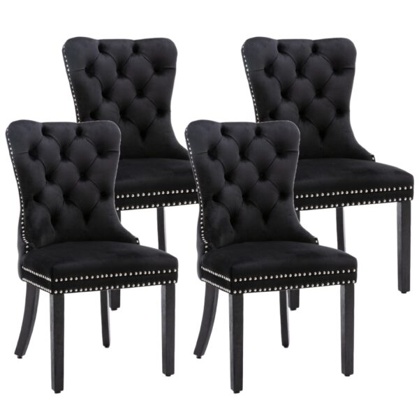 Fanno-Velvet Dining Chairs Set of 4 Upholstered High Back Modern Kitchen Chairs with Legs