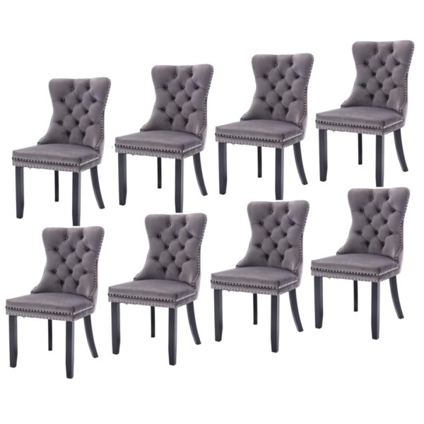 Fanno-Velvet Dining Chairs Set of 8 Upholstered High Back Kitchen Chairs with Solid Wood Legs