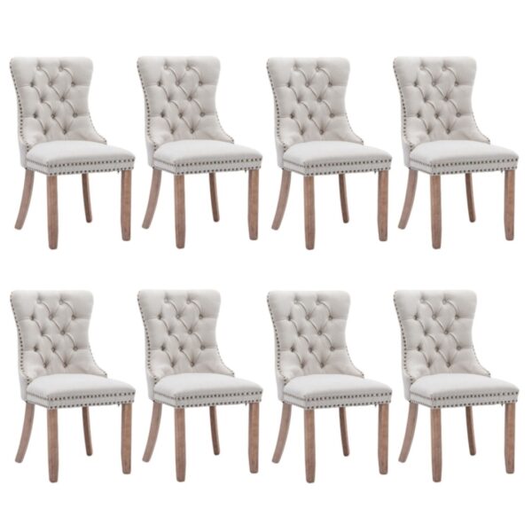 Fanno-Modern Elegant Button-Tufted Upholstered Dining Side Chair with Studs Trim Beige