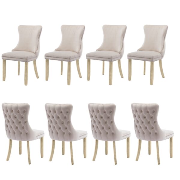 Fanno-Velvet Upholstered Dining Chairs Set of 8 Tufted Wingback Side Chairs for Kitchen