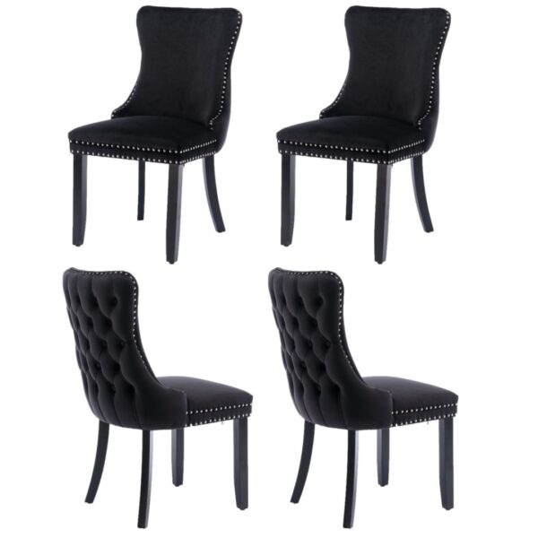 Fanno-Velvet Upholstered Dining Chairs Set of 4 Tufted Wingback Side Chairs for Kitchen