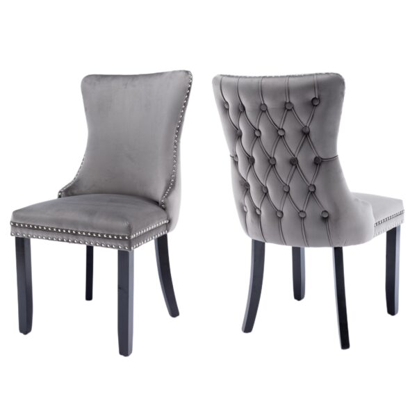 Fanno-Velvet Upholstered Dining Chairs Set of 2 Tufted Wingback Side Chairs for Kitchen