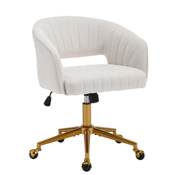 Fanno-Velvet Home Office Chair with Ergonomic Design and Silent Glide Wheels Beige