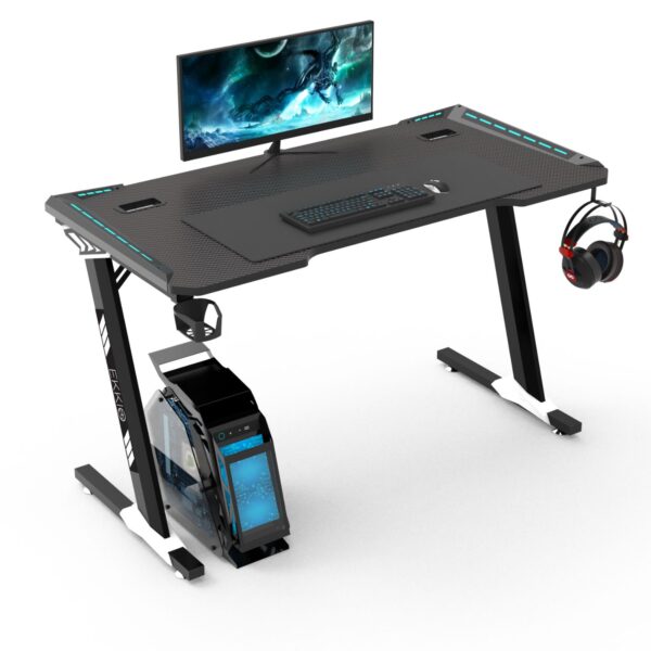 Fanno-RGB Gaming Desk Z Shape Black 100cm Compact Ergonomic Design with Accessories