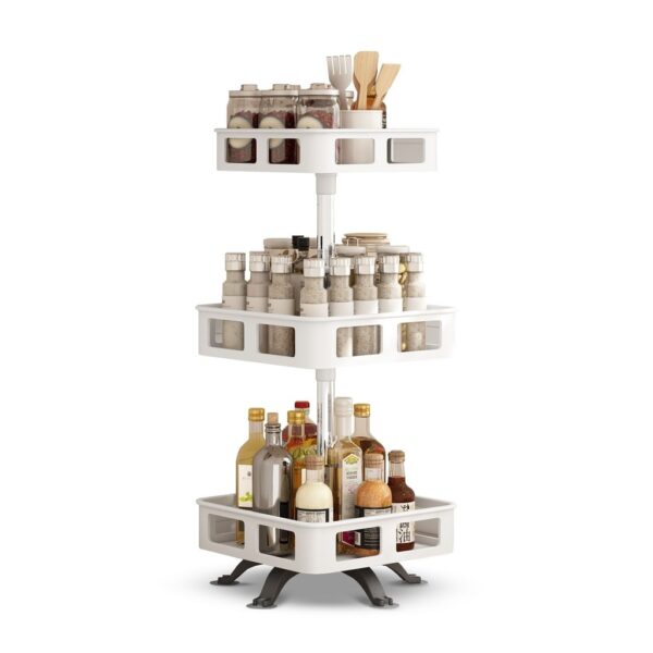 Fanno-3 Tier Rotating Spice Rack Square Shape (White)