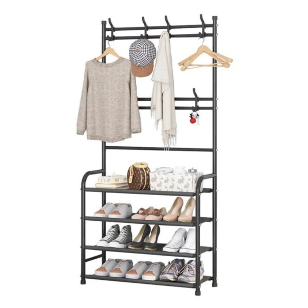 Fanno-Clothes Rack with Storage Shelves and Hooks for Organizing Clothes and Accessories