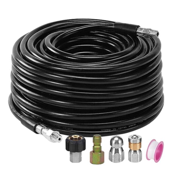 Fanno-High Pressure Washer Hose 100FT with M22 Coupling and Rotating Nozzle for Cleaning