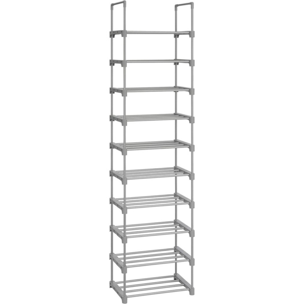 Fanno-10-Tier Shoe Rack Customizable Design Space-Saving Storage for Shoes Grey