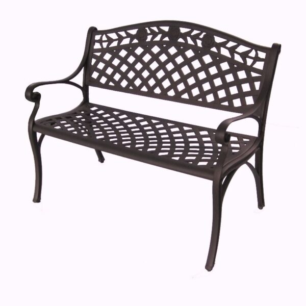 Fanno-Cast Aluminium Garden Bench with Lattice Design in Dark Bronze Color