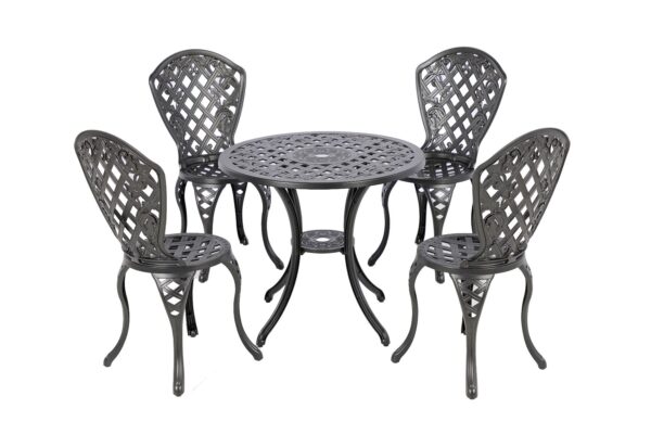 Fanno-Aluminum 5-Piece Set outdoor furniture chairs table black durable stylish