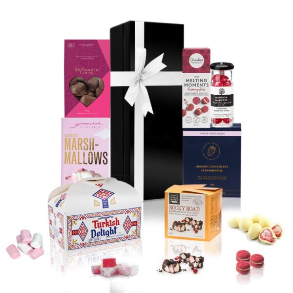 Fanno-Gift Hamper with Chocolates Cookies Marshmallows Turkish Delight and Lollies