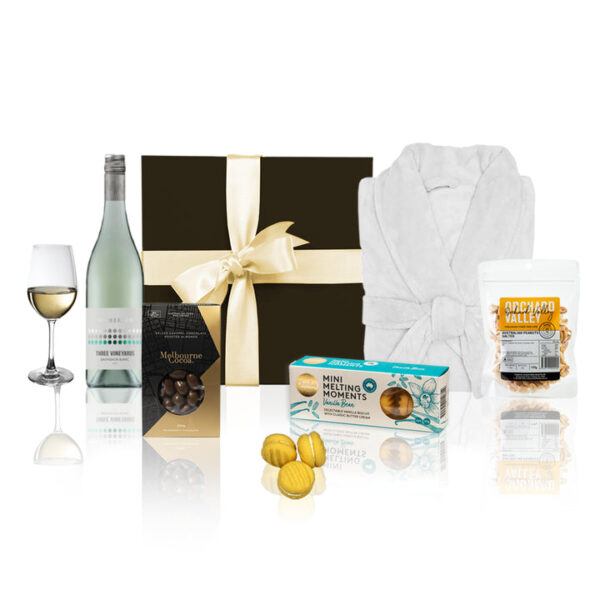 Fanno-Wine Indulgence Gift Hamper with Sauvignon Blanc Chocolate Bath Robe and Treats