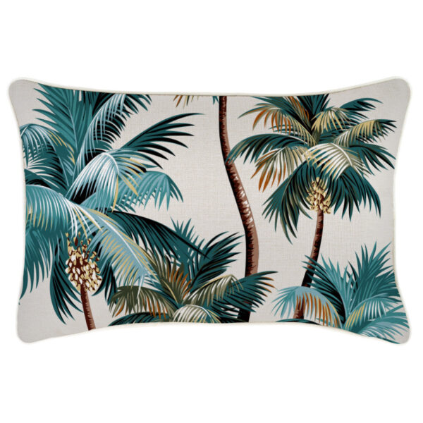 Fanno-Decorative Cushion Cover with Piping Palm Trees for Indoor Outdoor Use 35cm x 50cm