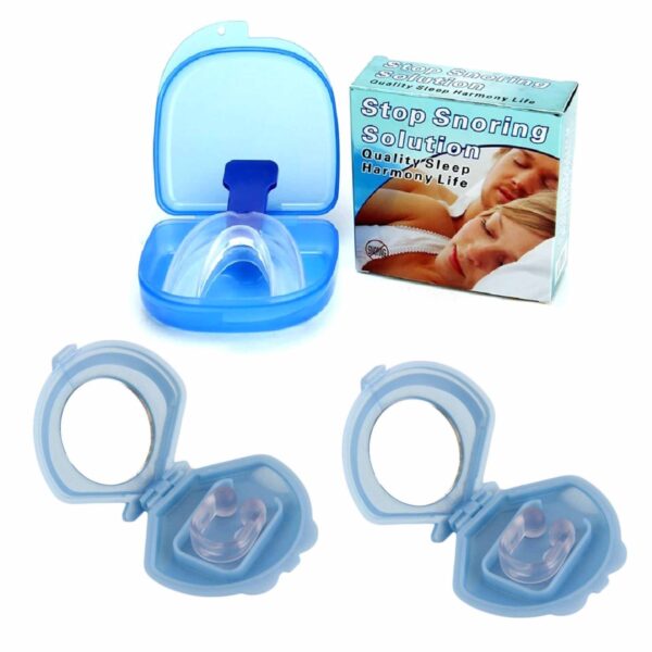 Fanno-Mouthguard Mouthpiece and Nose Clip Anti Snoring Aid Sleep Device Set