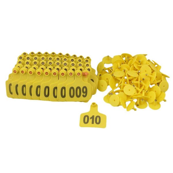 Fanno-Small Yellow Numbered Cattle Ear Tags for Goats Pigs Sheep Livestock Identification