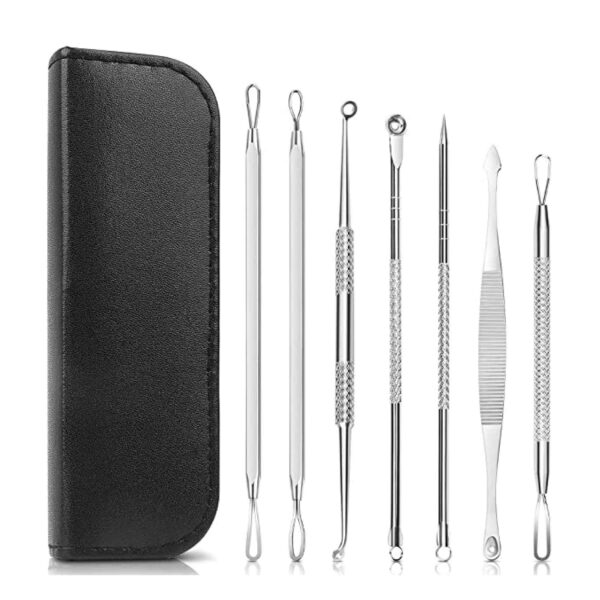 Fanno-Blackhead Remover Kit 7 Piece Stainless Steel Tools for Acne Pimple Extraction