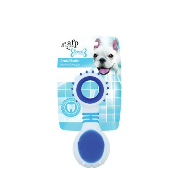 Fanno-Dog Dental Rattle Blue Chew Toy for Puppies Teeth Cleaning and Gum Health