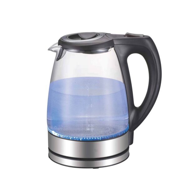 Fanno-1.7L Electric Glass Kettle with Blue LED Light and 360 Cordless Base for Boiling