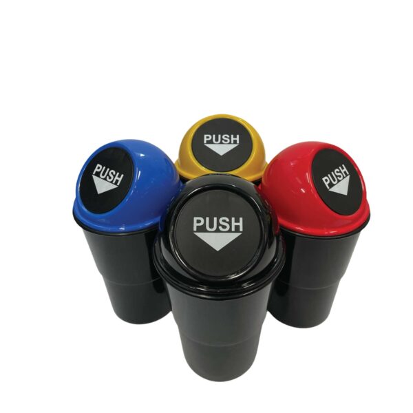 Fanno-Mini Car Rubbish Bin 550ml Cup Holder Trash Can with Push Flap Lid Random Colour