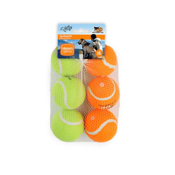 Fanno-6 Pack Squeaking Tennis Balls for Dogs High Visibility Fetch Playtime Toy