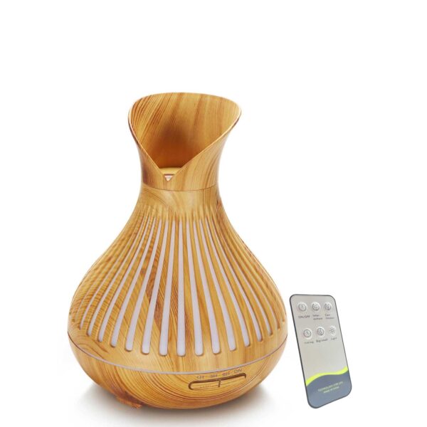 Fanno-Essential Oil Aroma Diffuser 500ml Tulip Top Wood Design with Remote Control