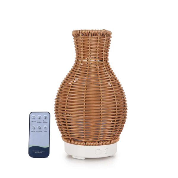 Fanno-100ml Ultrasonic Aroma Diffuser with Remote Control and Rattan Design for Home