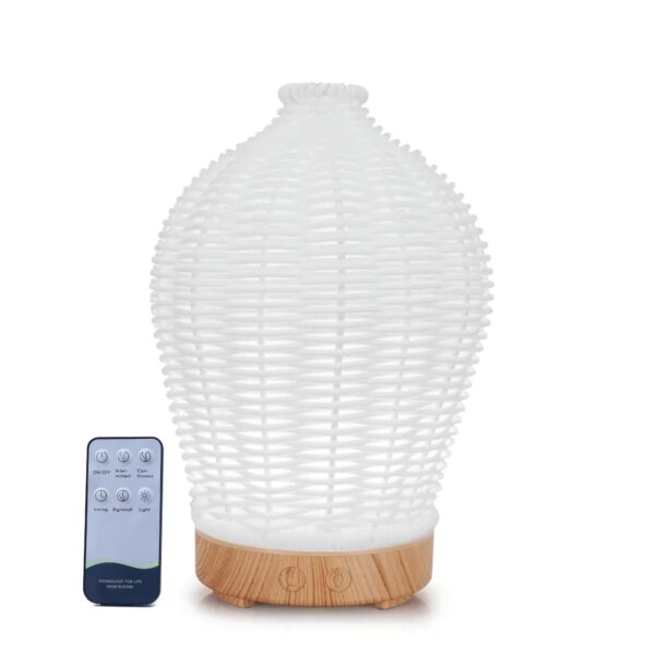 Fanno-100ml Ultrasonic Aroma Diffuser with Remote Control and Rattan Design for Home