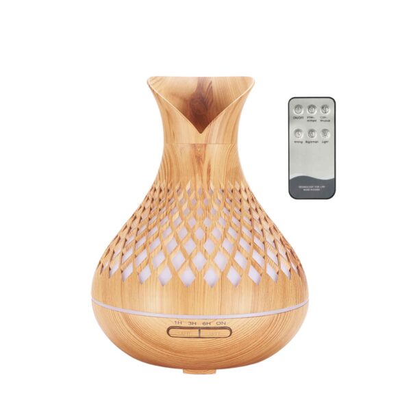 Fanno-Essential Oil Aroma Diffuser 500ml Remote Control Tulip Wood Humidifier