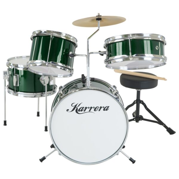 Fanno-Kids 4 Piece Drum Kit with Cymbal and Sticks for Young Drummers Green