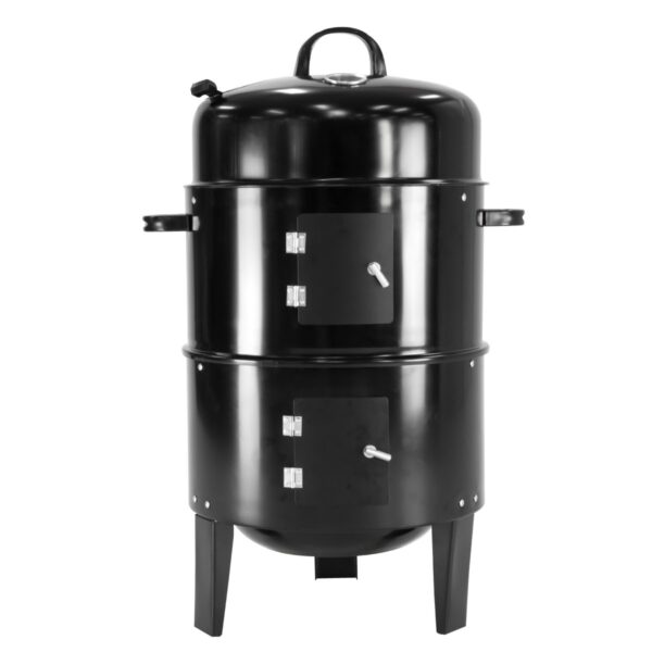 Fanno-3-in-1 Charcoal BBQ Smoker Portable Grill Smoker Roaster with Temperature Gauge