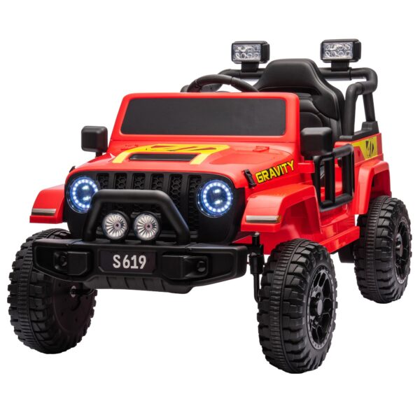 Fanno-Kids Electric Ride On Car with Remote Control LED Lights Bluetooth Music 12V