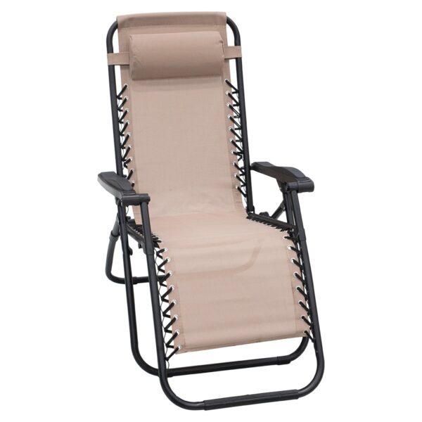 Fanno-Reclining Deck Chair with Padded Headrest for Outdoor Camping and Beach Use