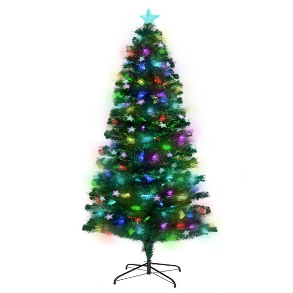 Fanno-Fibre Optic Christmas Tree 1.2m Multi-Coloured Lights Star Ornaments Holiday Decor