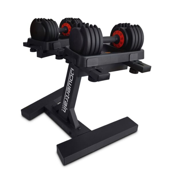 Fanno-Adjustable Dumbbell Set 2 x 25kg Home Gym Weights with Heavy Duty Stand