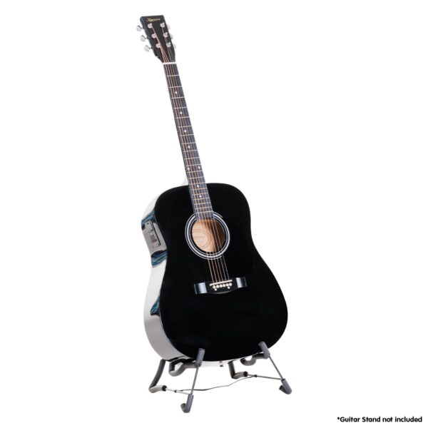 Fanno-Full Size Acoustic Guitar with Pickup 41 Inch Steel String Black for Beginners