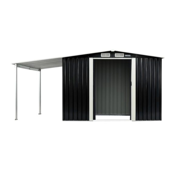 Fanno-Durable 10x8ft Galvanized Steel Garden Shed with Ventilation and Storage Solutions