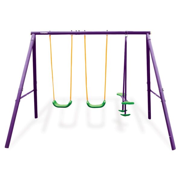 Fanno-Kids Swing Set with 2 Solo Swings and Tandem Glider for Outdoor Fun