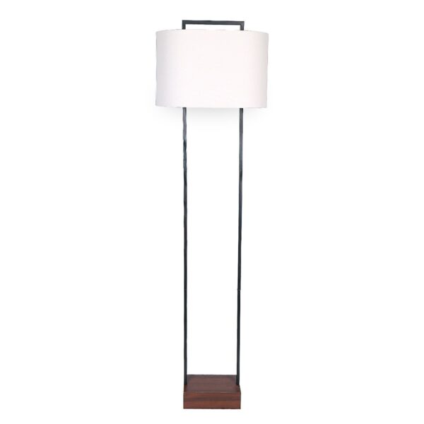 Fanno-Mid-Century Modern Floor Lamp with Wood Base and Oval Shade for Home Office Decor