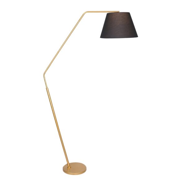 Fanno-Arc Floor Lamp with Tapered Black Shade for Living Room Bedroom Office