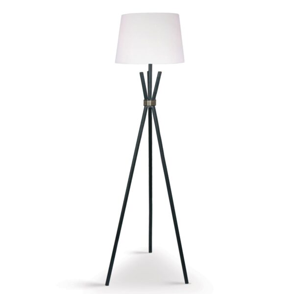 Fanno-Tripod Floor Lamp with Off-White Shade and Antique Brass Accent for Home Decor