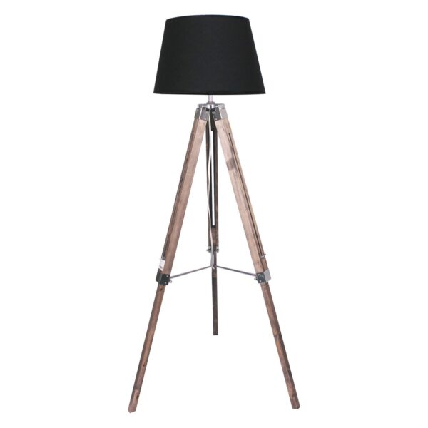 Fanno-Tripod Floor Lamp Adjustable Height Black Wood Chic Lighting Fixture