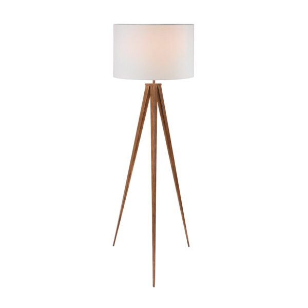 Fanno-Metal Tripod Floor Lamp with White Drum Shade for Living Room and Bedroom Decor